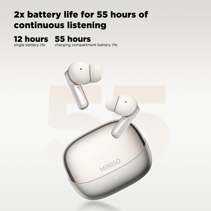 Headphones - MINISO MS106 Bluetooth-oordopjes, zachte AI-vertaler-oordopjes, draadloze