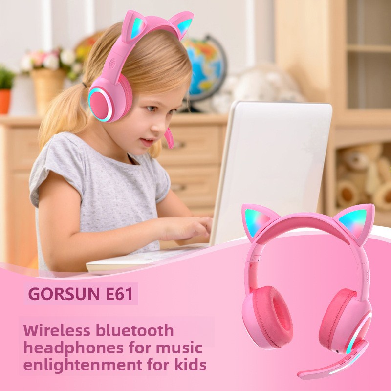 Cat Ear Bluetooth Headset Led - Bluetooth-hoofdtelefoon met kattenoren en LED-lampjes, draadloze