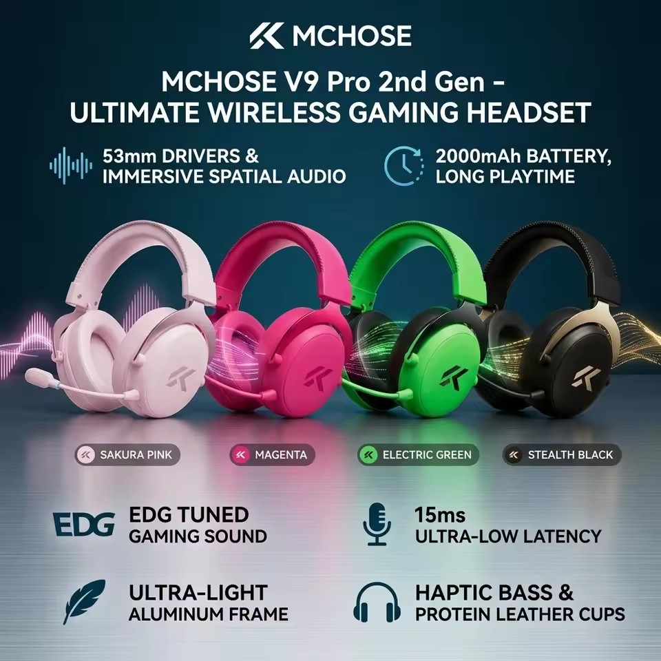 MCHOSE V9 Pro 2 E-sports draad - Anc Wireless Over Ear Headphones recensie en prijs